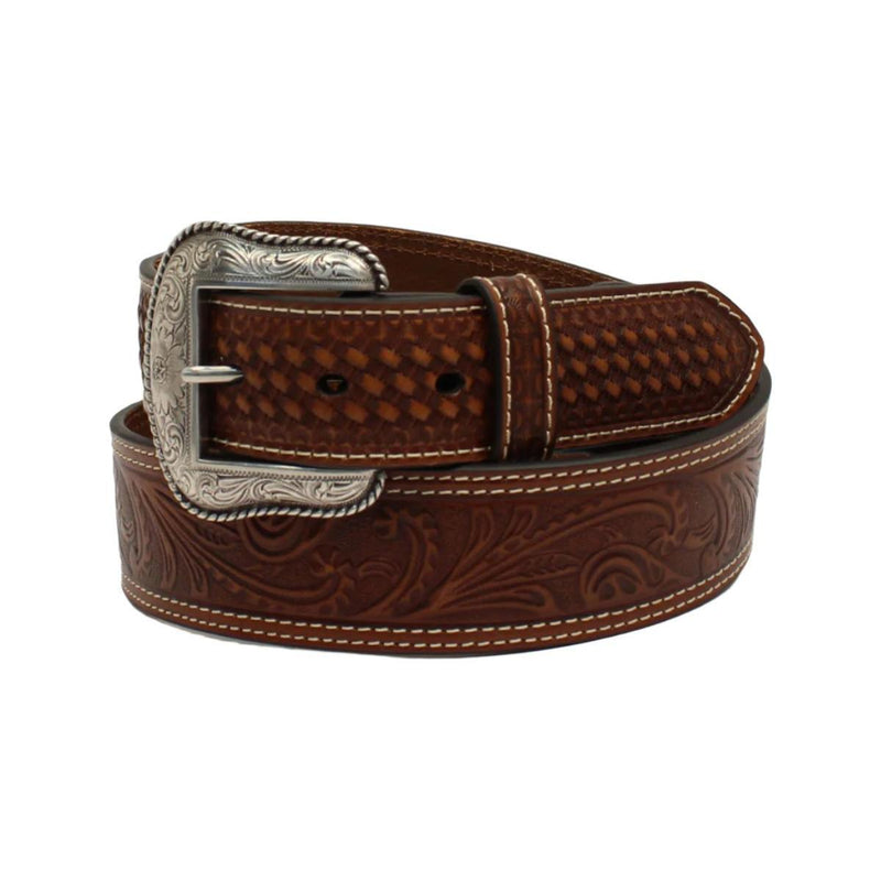 Men's Nocona Floral Tooled Belt N210003202 - Crazy House Western Wear