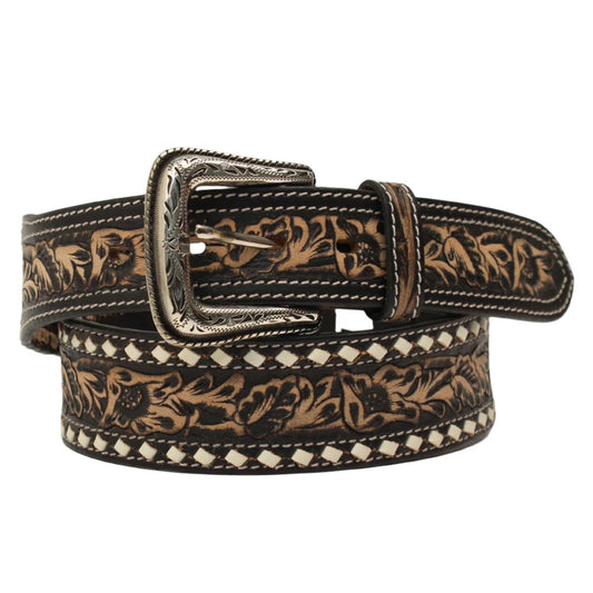 Nocona Tooled Buck Stitch Belt - Crazy House Western Wear