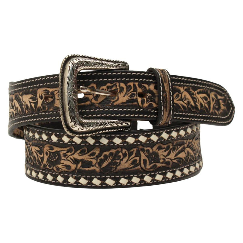 Men's Nocona Tooled Buck Stitch Belt N210005801 - Crazy House Western Wear