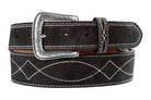Nocona Men's Black Roughout Belt with Boot Stitching 
