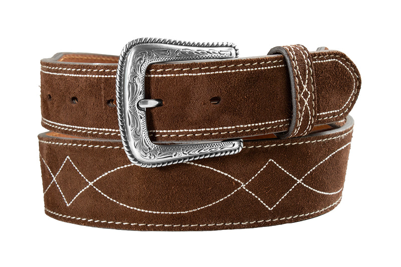Nocona Men's Brown Roughout Boot Stitched Belt