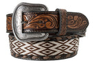 Nocona Men's Diamond Embroidered Brown Leather Belt 