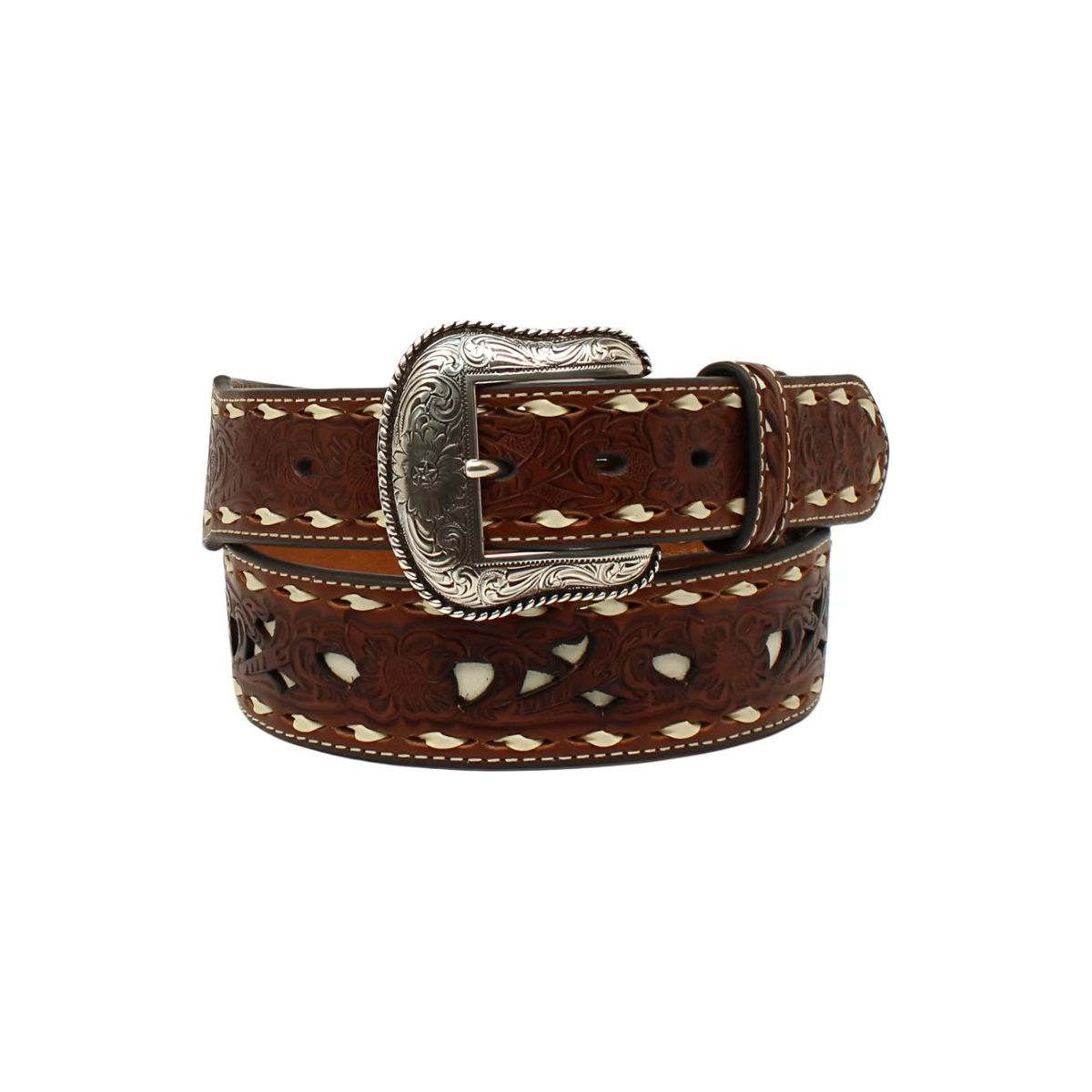 Nocona Inlay Buck Stitch Belt - Crazy House Western Wear