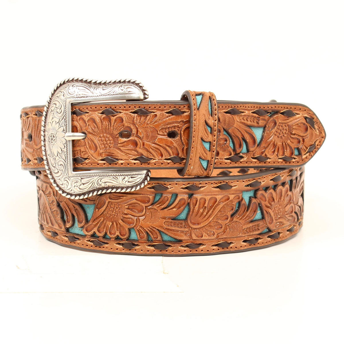 Nocona Inlay Tooled Belt - Crazy House Western Wear