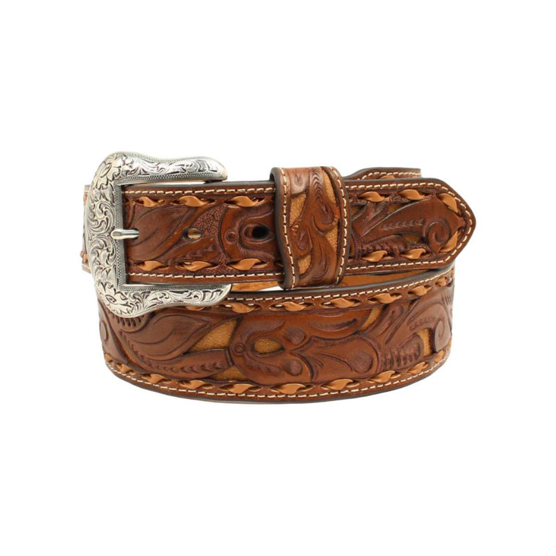 Men's Nocona Floral Tooled Belt N2414708 - Crazy House Western Wear