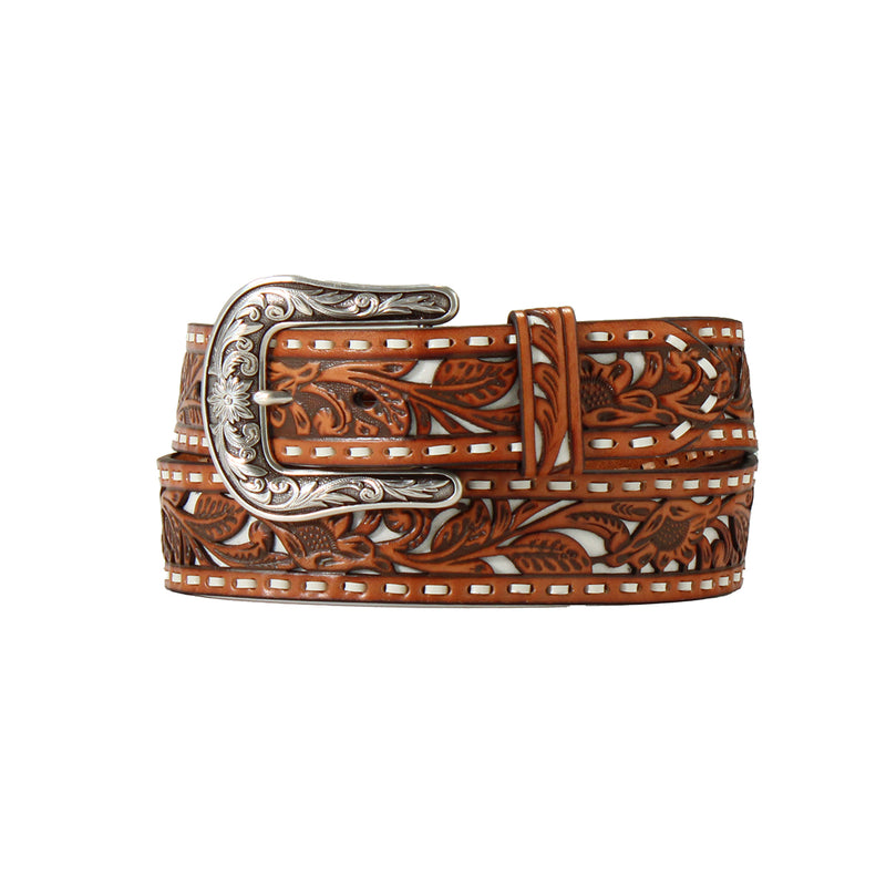 Women's Nocona 100% Leather Floral Tooled Belt