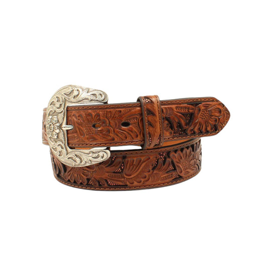 Nocona Bronze Glitter Floral Belt - Crazy House Western Wear