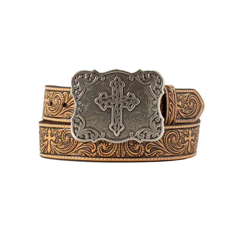 Nocona Women's Brown Tooled Leather Belt