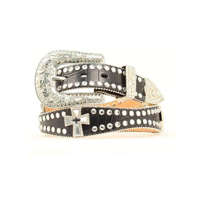 Women's Nocona Rhinestone Studded Cross Concho Belt N3514601 - Crazy House Western Wear