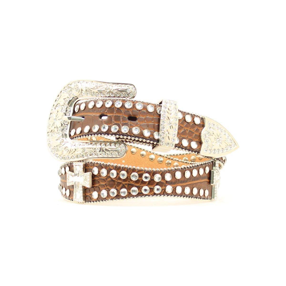 Women's Nocona Rhinestone Studded Cross Concho Belt N3514602 - Crazy House Western Wear