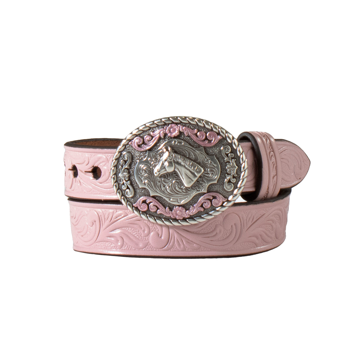 Girl's Baby Bucker Pink Genuine Leather Tooled Belt N4441930