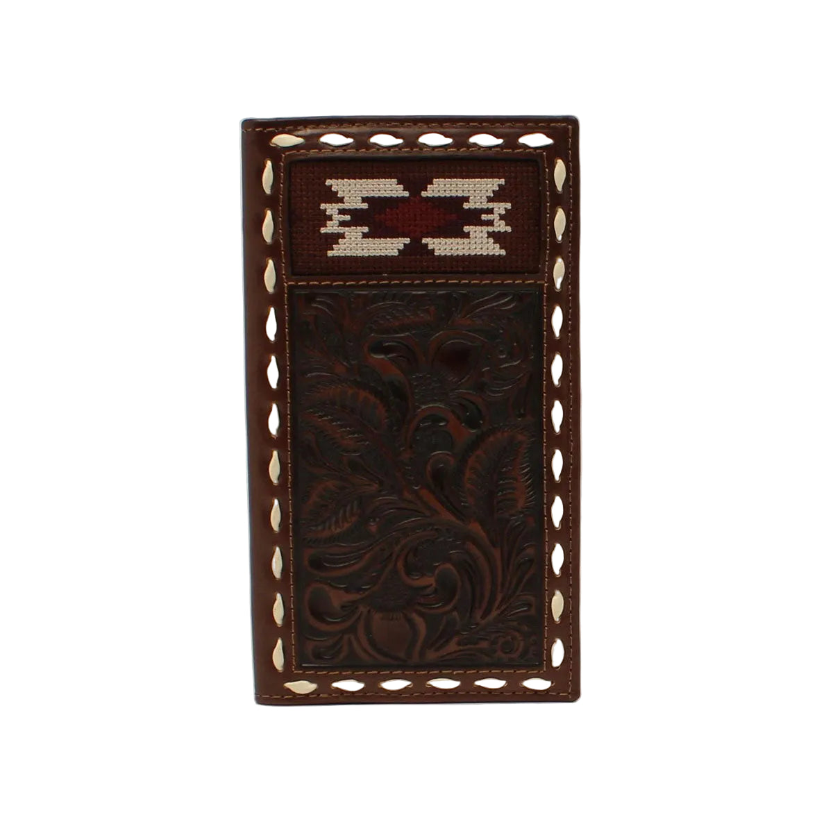 Men's Nocona Brown Rodeo Style Genuine Leather Tooled Wallet N500038002