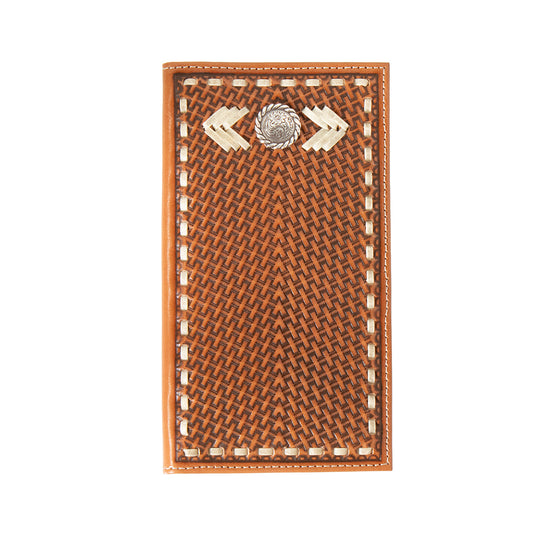 Men's Nocona Rodeo Style Basket Weave Leather Tooling Wallet N500044708 - Crazy House Western Wear