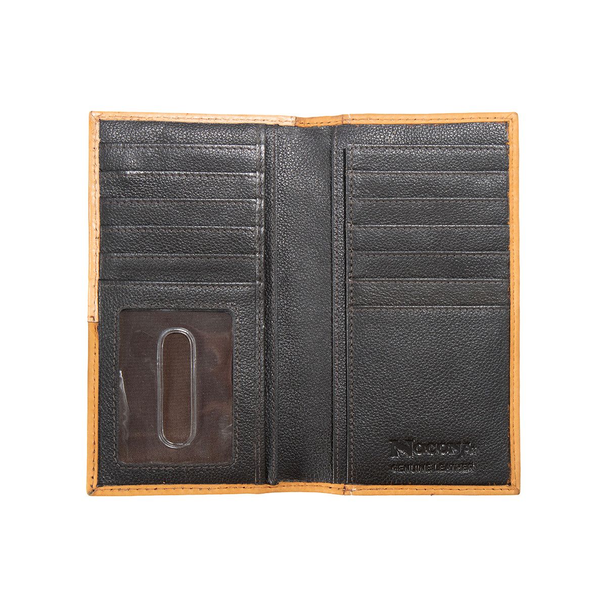 Men's Nocona Tan Rodeo Style Calf Hair & Tooled Leather Overlay Wallet N500048808 - Crazy House Western Wear