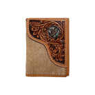Men's Nocona Tan Bifold Calf Hair and Tooled Leather Overlay Wallet N500048908 - Crazy House Western Wear