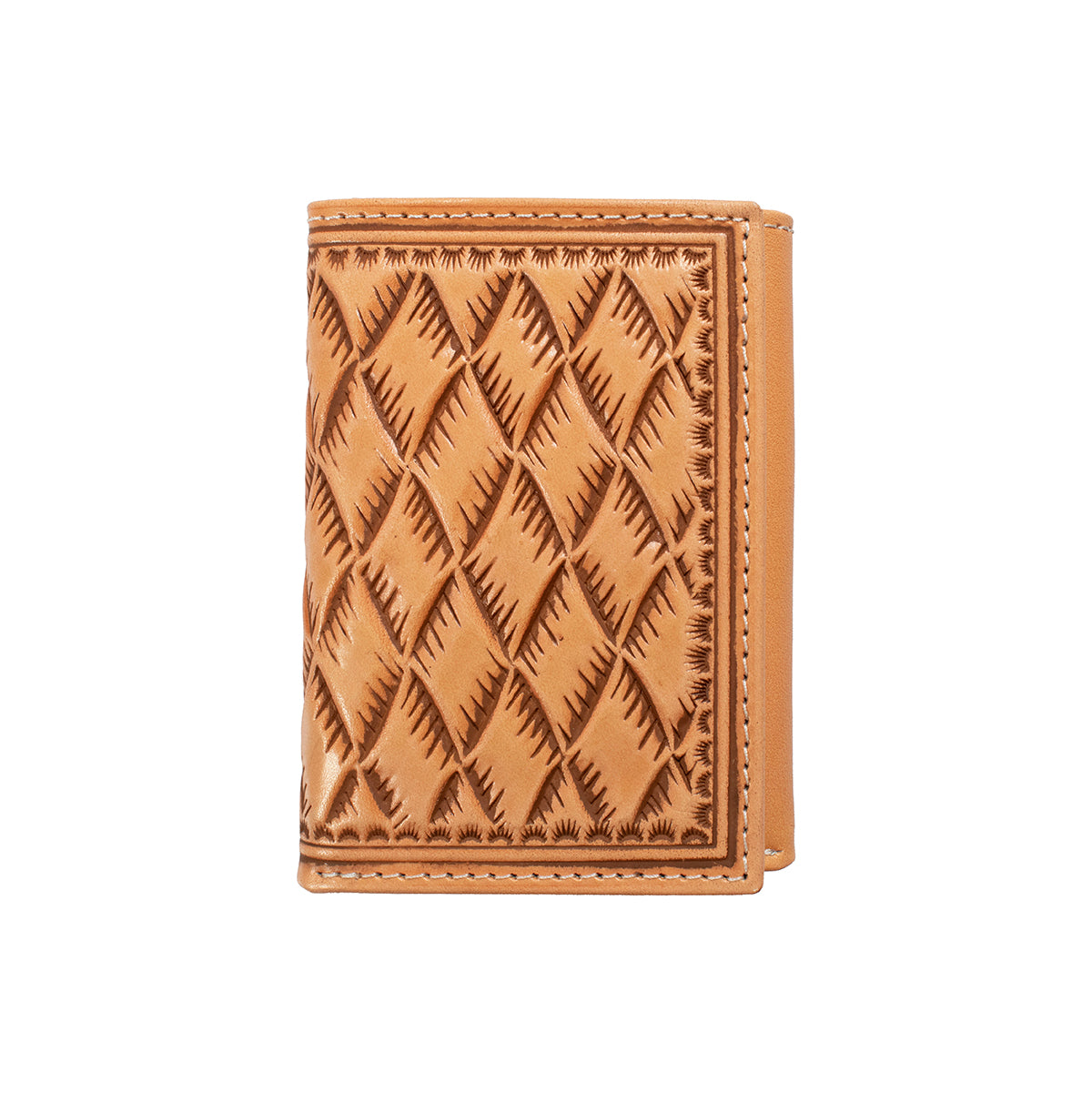 Nocona Men's Tan Basket Weave Embossed Trifold Wallet 