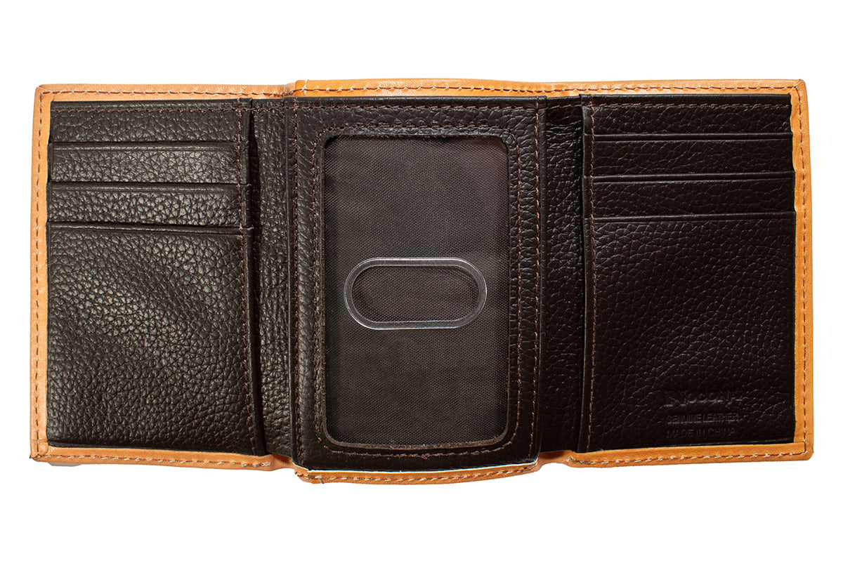Nocona Men's Tan Basket Weave Embossed Trifold Wallet 