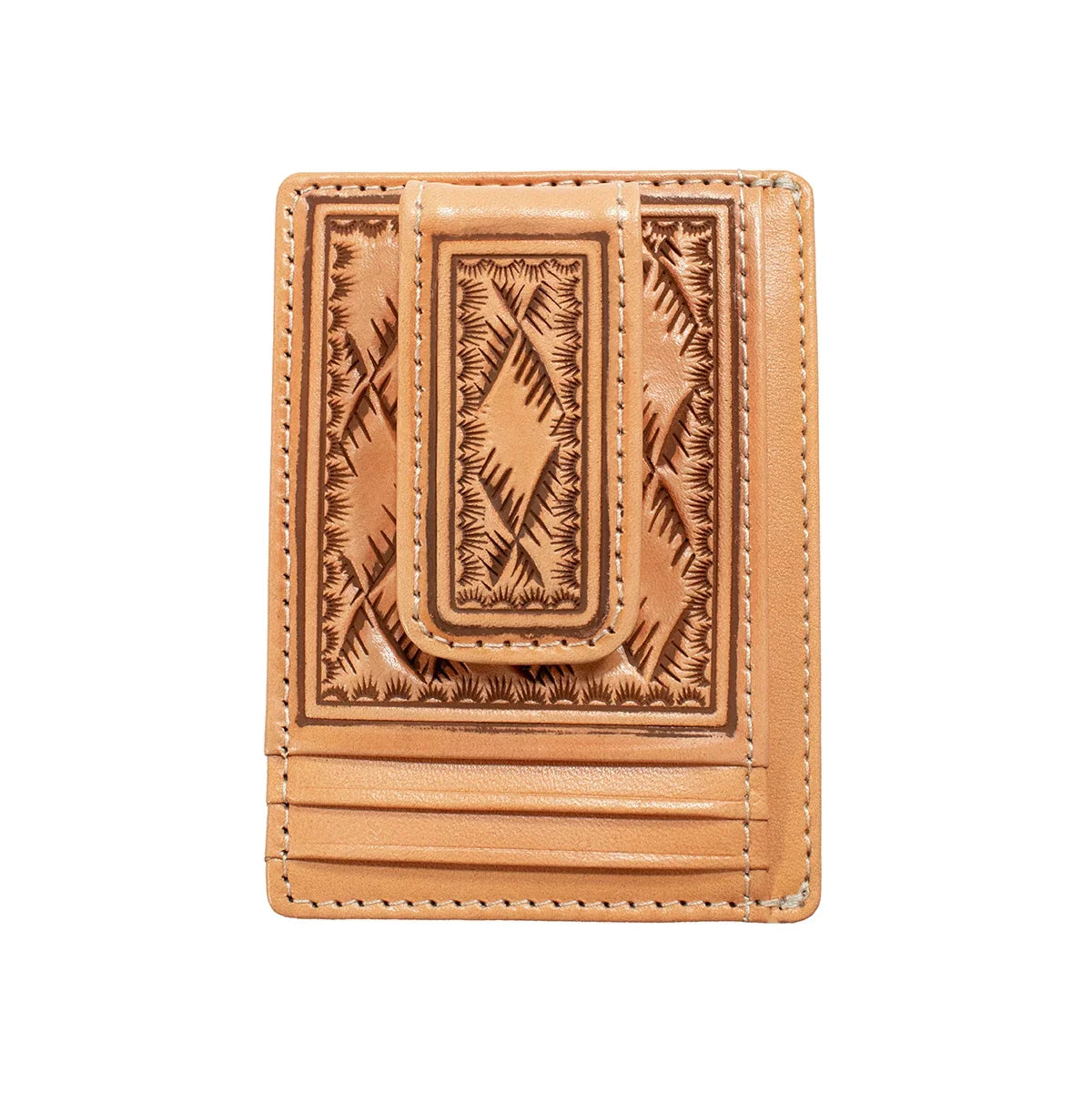 Nocona Men's Tan Western Engraved Money Clip Wallet 