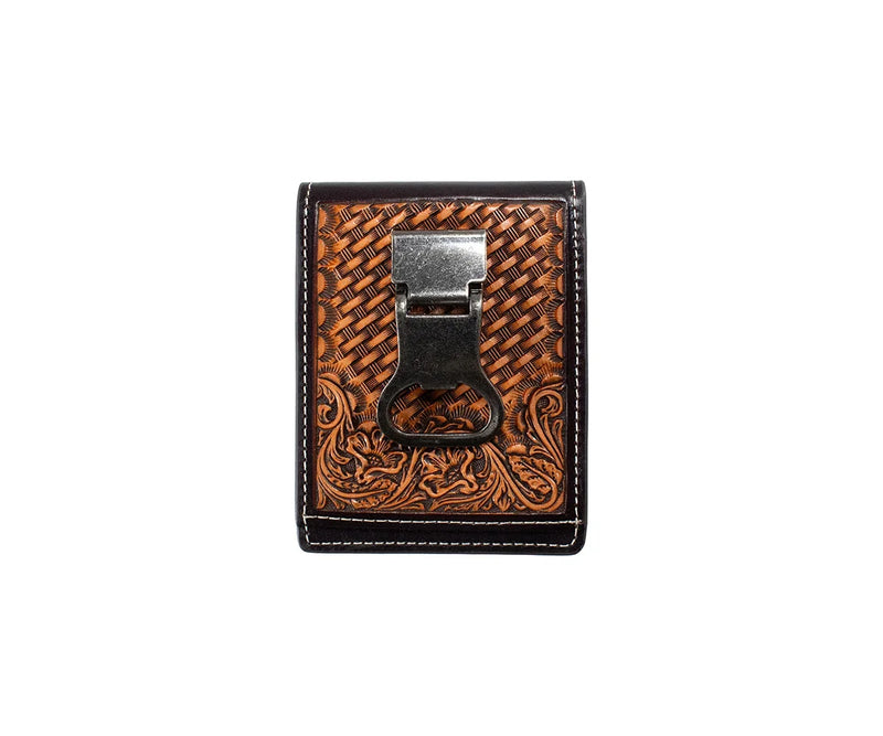 Nocona Men's Basket Weave Money Clip Wallet 