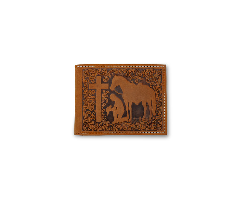Nocona Men's Brown Bifold Cowboy Prayer Wallet N500053644