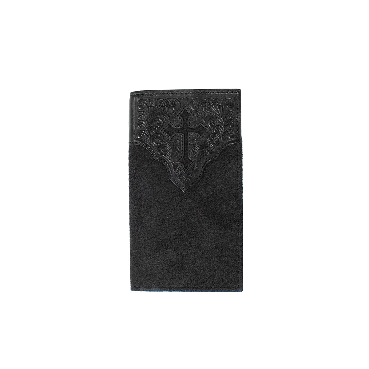 Nocona Men's Rodeo Style Black Leather Wallet with Tooled Overlay N5413501