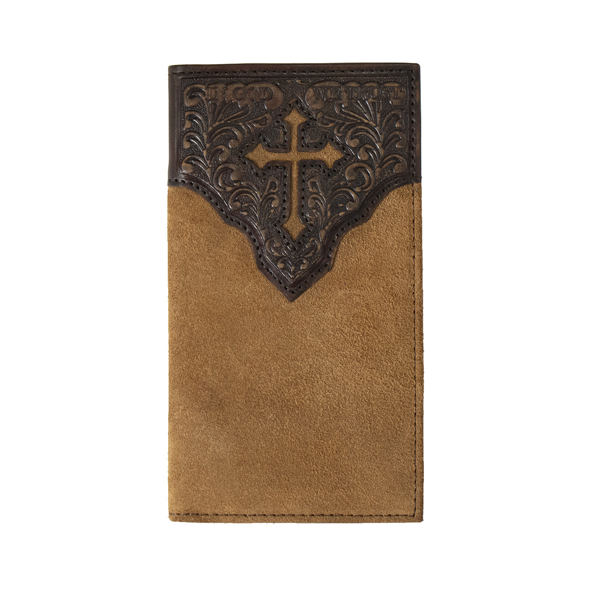Men's Nocona Rodeo Style Cross Engraved Leather Wallet N5413508 - Crazy House Western Wear