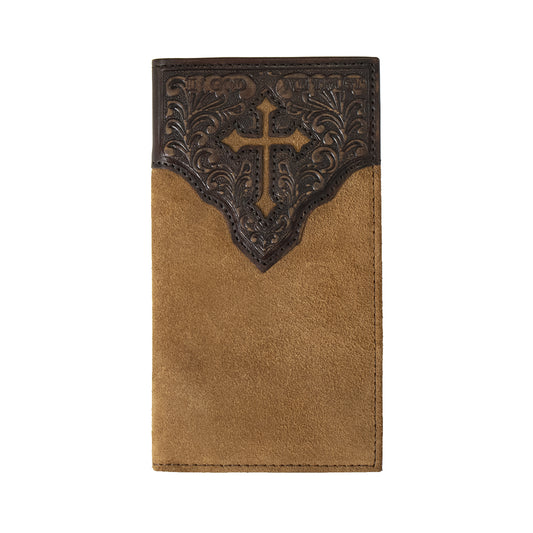 Men's Nocona Rodeo Style Cross Engraved Leather Wallet N5413508 - Crazy House Western Wear