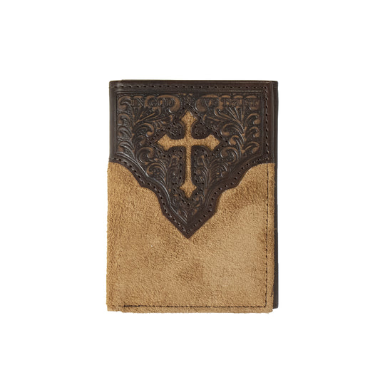 Men's Nocona Genuine Leather Cross Engraved Wallet N5413608 - Crazy House Western Wear