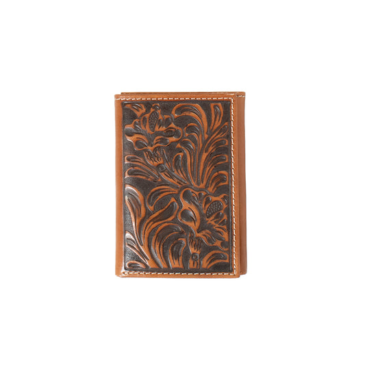 Men's Nocona Tooled Leather Trifold Wallet N5417044 - Crazy House Western Wear