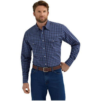 Men's Wrangler Wrinkle Resist Long Sleeve Western Snap Plaid Shirt 2355359 - Crazy House Western Wear