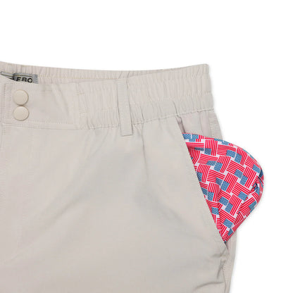 Men's Burlebo Everyday Short - Light Khaki - American Flag Pocket ES-LK-AF - Crazy House Western Wear