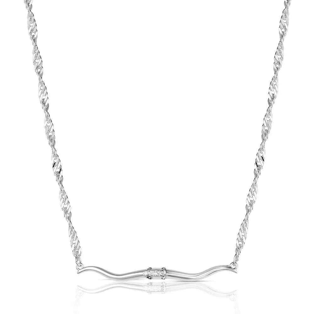 Women's Montana Silversmiths Western Silhouette Longhorn Bar Necklace NC6531