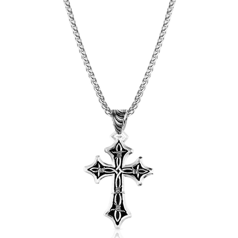 Montana Silversmiths Men's Barbed Cross Necklace NC6574