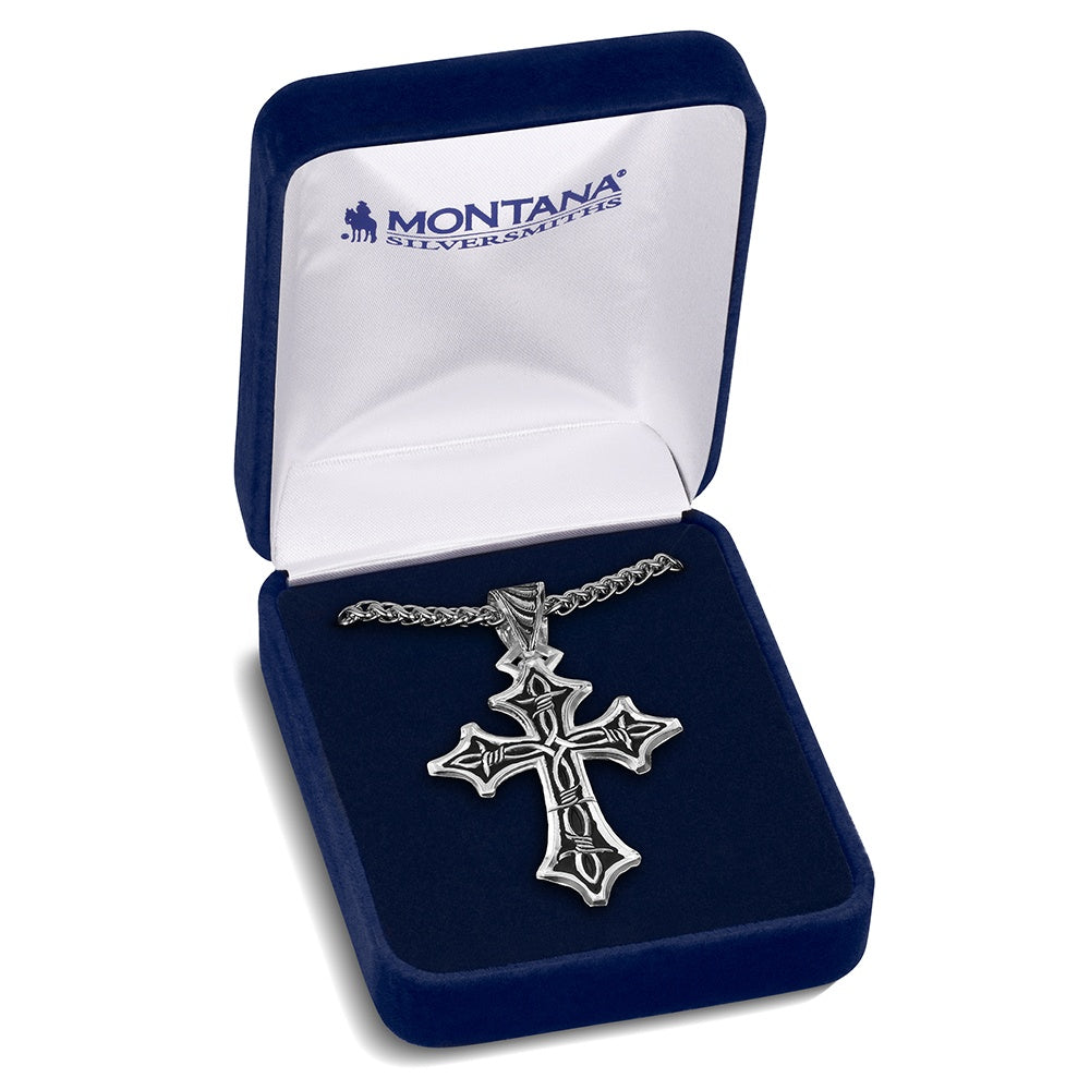 Montana Silversmiths Men's Barbed Cross Necklace NC6574