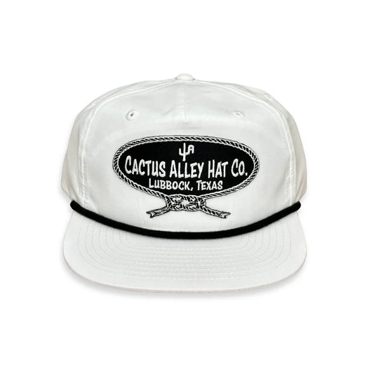 Men's Cactus Alley White Snapback with Black Rope