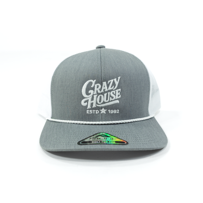 Crazy House Grey and White Mesh Snapback Cap