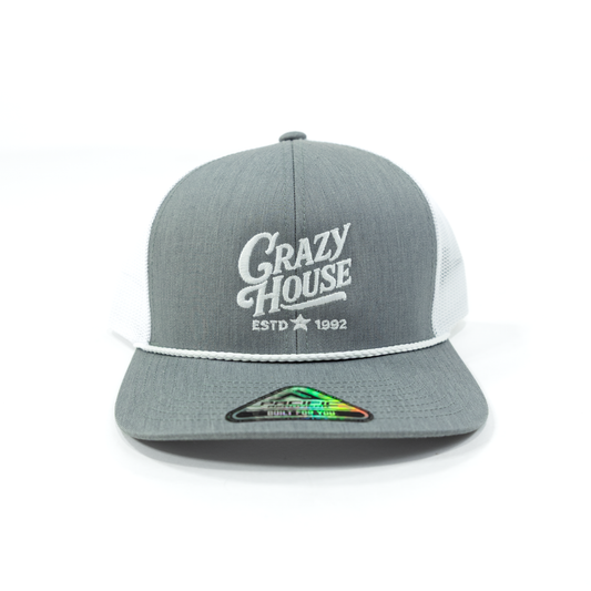 Crazy House Grey and White Mesh Snapback Cap