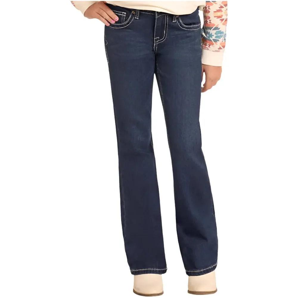 Girl's Rock and Roll Denim Pearl Stitch Bootcut Jeans BG4MD04918 - Crazy House Western Wear