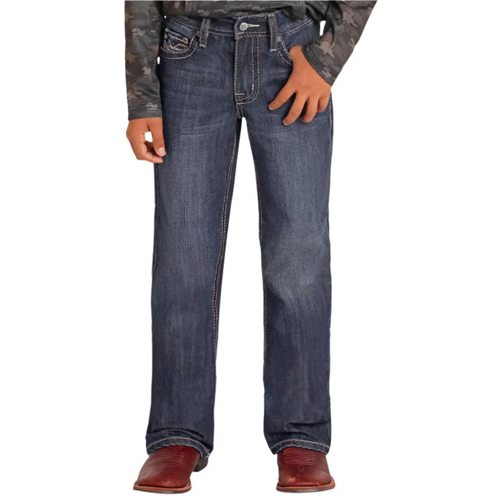 Boy's Rock and Roll Denim Two Tone Stitch Boot Cut Jeans BB0BD04970 - Crazy House Western Wear