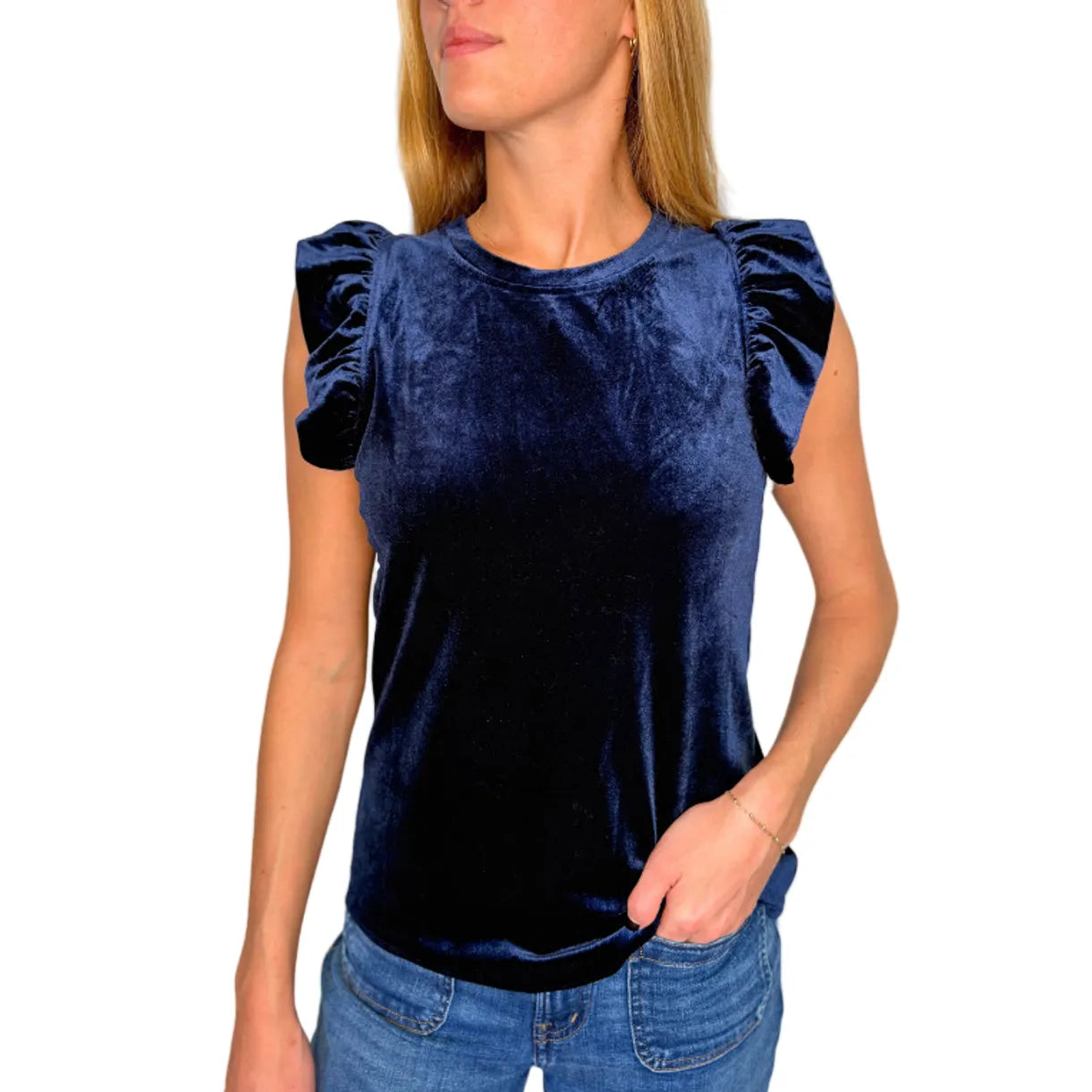 Women's Another Love Blue Ruffle Sleeve Blouse VCKN1541V1BLD
