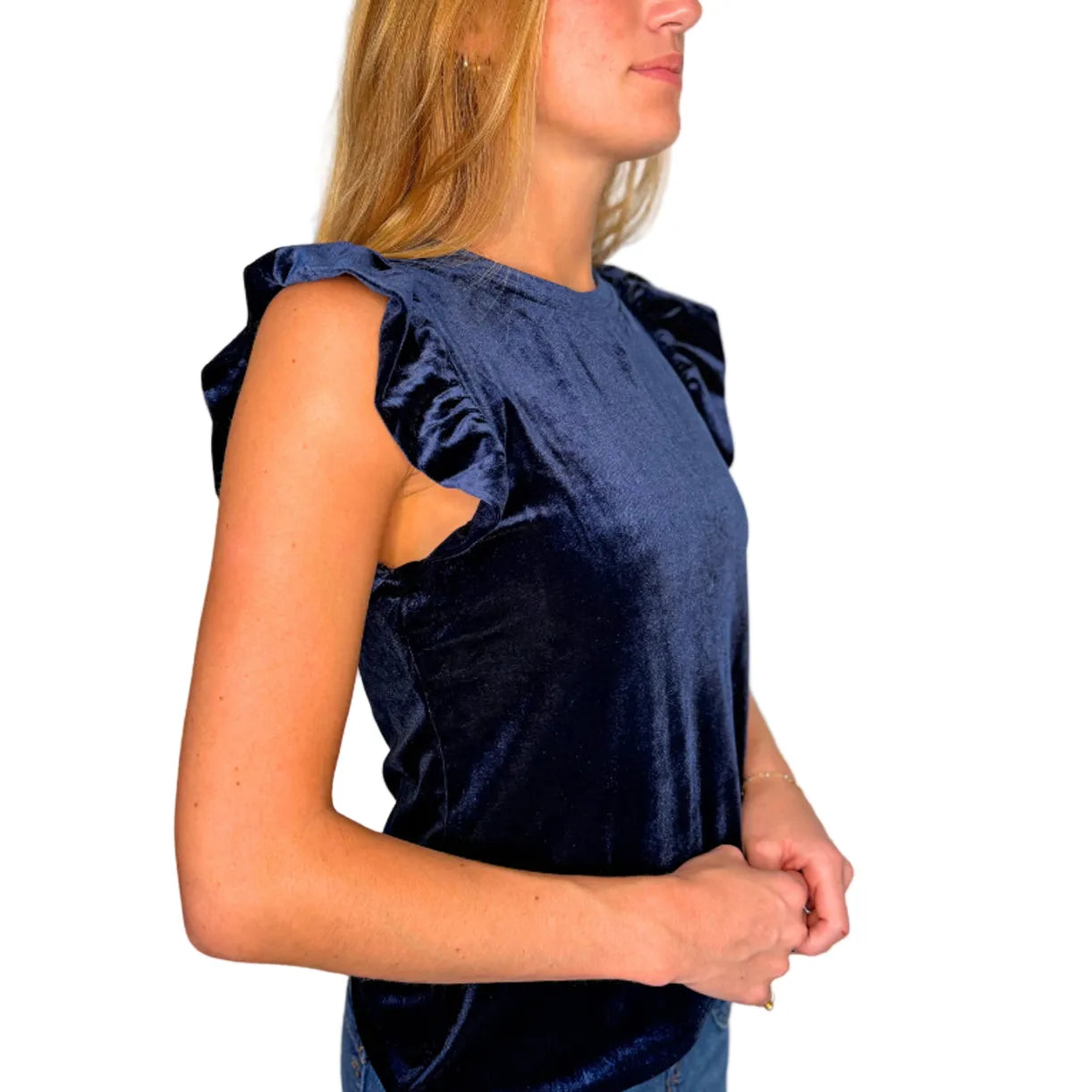 Women's Another Love Blue Ruffle Sleeve Blouse VCKN1541V1BLD