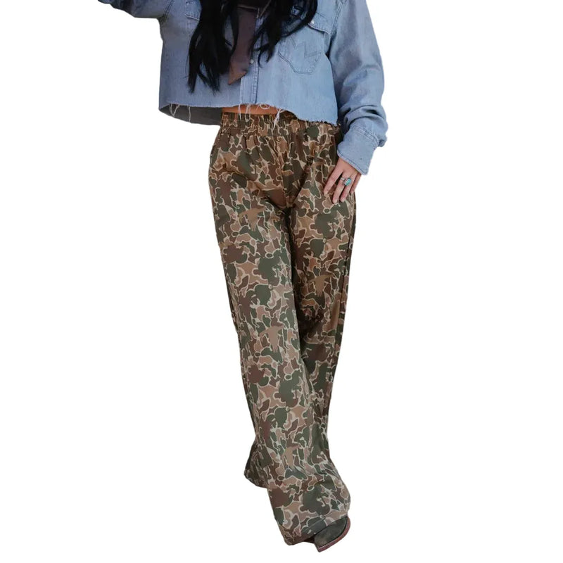 Women's TwoFly Off Tha Track Camo Linen Pants