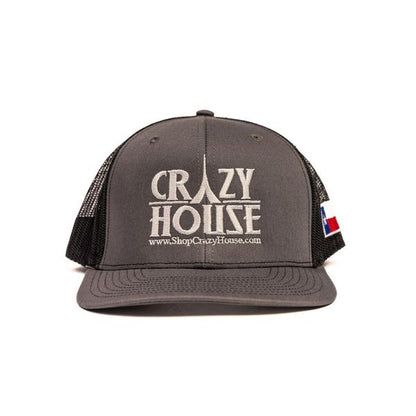 Charcoal and Black Snapback with Crazy House Stitching - Crazy House Western Wear