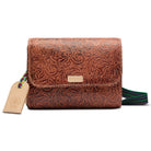 Consuela Brown Tooled Leather Sally On The Town Crossbody Bag OOTT4564VFSQOS