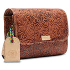 Consuela Brown Tooled Leather Sally On The Town Crossbody Bag OOTT4564VFSQOS