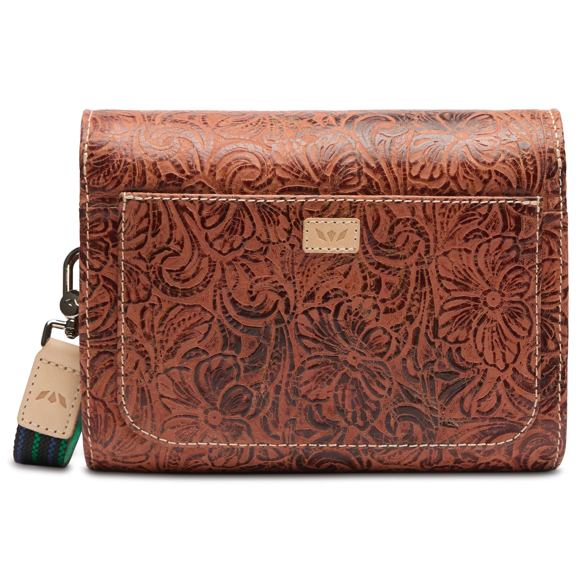 Consuela Brown Tooled Leather Sally On The Town Crossbody Bag OOTT4564VFSQOS