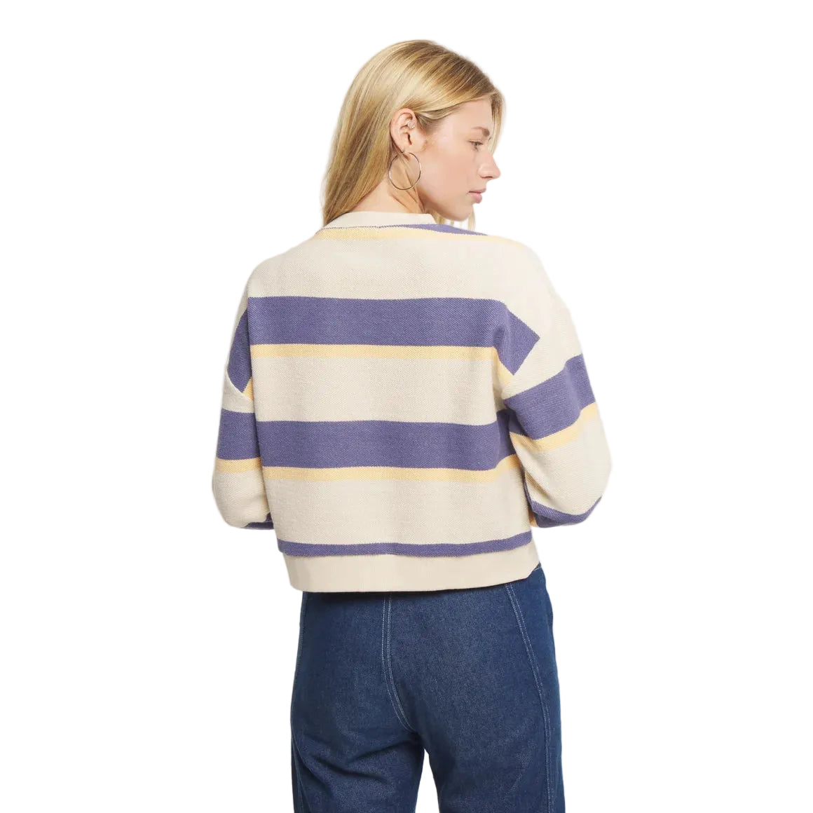 Southern Marsh Women's Tan and Purple Striped Sunday Morning Sweater OSSM-ATPR