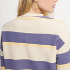 Southern Marsh Women's Tan and Purple Striped Sunday Morning Sweater OSSM-ATPR