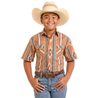 Boy's Short Sleeve Striped Snap Shirt PBN3S06578 - Crazy House Western Wear