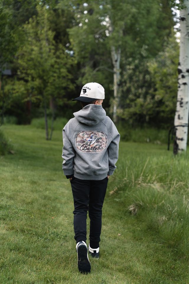 Burlebo Boy's Dark Heather Gray Ducks Flying In Fleece Hoodie Y-FH-DFI-DHG